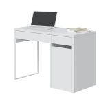 Scrivania lineare bianca 108x50cm con 2 cassetti - Arica