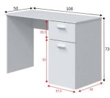 Scrivania lineare bianca 108x50cm in legno - Apos