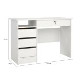 Scrivania lineare bianca 109x48cm con 3 cassetti - Franklin