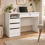 Scrivania lineare bianca 109x48cm con 3 cassetti - Franklin