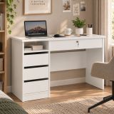 Scrivania lineare bianca 109x48cm con 3 cassetti - Franklin