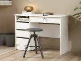 Scrivania lineare bianca 109x48cm con 3 cassetti - Franklin