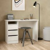 Scrivania lineare bianca 110x48cm con 3 cassetti - Huaning