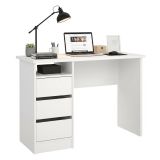 Scrivania lineare bianca 110x48cm con 3 cassetti - Huaning