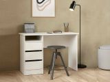Scrivania lineare bianca 110x48cm con 3 cassetti - Huaning
