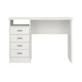 Scrivania lineare bianca 110x49cm con 4 cassetti - Appollo