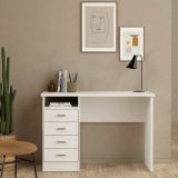Scrivania lineare bianca 110x49cm con 4 cassetti - Appollo