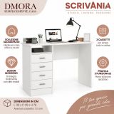 Scrivania lineare bianca 110x49cm con 4 cassetti - Appollo