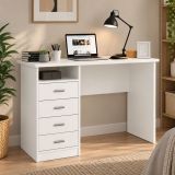 Scrivania lineare bianca 110x49cm con 4 cassetti - Appollo
