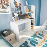 Scrivania lineare bianca 110x50cm con libreria - Abba