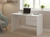 Scrivania lineare bianca 110x53cm con 2 cassetti - Zimone