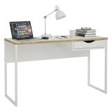 Scrivania lineare bianca 130x48cm con 1 cassetto - Gil