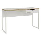 Scrivania lineare bianca 130x48cm con 1 cassetto - Gil