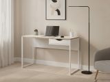 Scrivania lineare bianca 130x48cm con 1 cassetto - Gil