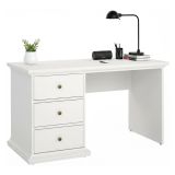 Scrivania lineare bianca 130x61cm con 3 cassetti - Agia