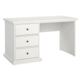 Scrivania lineare bianca 130x61cm con 3 cassetti - Agia
