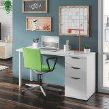 Scrivania lineare bianca 138x60cm con 2 cassetti - Abol