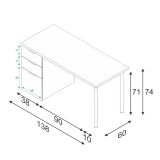 Scrivania lineare bianca 138x60cm con 2 cassetti - Abol
