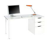 Scrivania lineare bianca 138x60cm con 2 cassetti - Abol