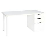 Scrivania lineare bianca 138x60cm con 2 cassetti - Abol