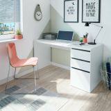 Scrivania lineare bianca 138x60cm con 3 cassetti - Alko