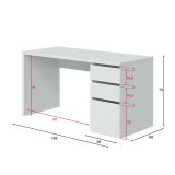 Scrivania lineare bianca 138x60cm con 3 cassetti - Alko