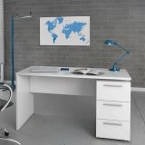 Scrivania lineare bianca 138x60cm con in legno - Alimet