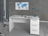 Scrivania lineare bianca 138x60cm con in legno - Alimet