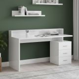 Scrivania lineare bianca 160x60cm con 3 cassetti - Bardi