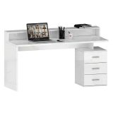 Scrivania lineare bianca 160x60cm con 3 cassetti - Bardi