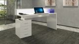 Scrivania lineare bianca 160x60cm con 3 cassetti - Bardi