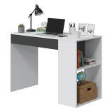 Scrivania lineare bianca e antracite 101x50cm con 1 cassetto - Attila