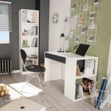Scrivania lineare bianca e antracite 101x50cm con 1 cassetto - Attila