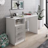 Scrivania lineare bianca e cemento 120x48cm con 3 cassetti - Ardauli