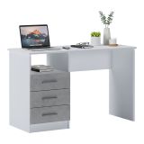 Scrivania lineare bianca e cemento 120x48cm con 3 cassetti - Ardauli