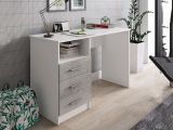 Scrivania lineare bianca e cemento 120x48cm con 3 cassetti - Ardauli