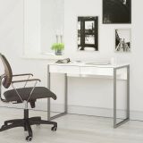 Scrivania lineare bianca e grigia 101x40cm con 2 cassetti - Anavi