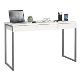 Scrivania lineare bianca e grigia 125x51cm con 3 cassetti - Amadeo