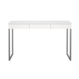 Scrivania lineare bianca e grigia 125x51cm con 3 cassetti - Amadeo