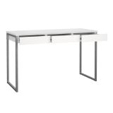 Scrivania lineare bianca e grigia 125x51cm con 3 cassetti - Amadeo