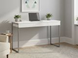 Scrivania lineare bianca e grigia 125x51cm con 3 cassetti - Amadeo