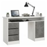 Scrivania lineare bianca e grigia 126x55cm con 3 cassetti - Shanshan