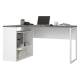 Scrivania lineare bianca e grigia 145x81cm con 2 cassetti - Moire