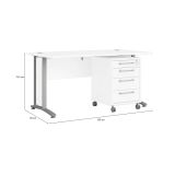 Scrivania lineare bianca e grigia 150x80cm con 3 cassetti - Azzaro