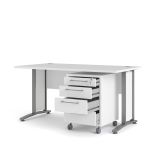 Scrivania lineare bianca e grigia 150x80cm con 3 cassetti - Azzaro