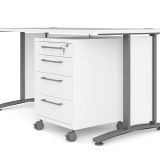 Scrivania lineare bianca e grigia 150x80cm con 3 cassetti - Azzaro