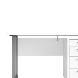 Scrivania lineare bianca e grigia 150x80cm con 3 cassetti - Azzaro