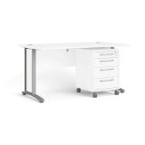 Scrivania lineare bianca e grigia 150x80cm con 3 cassetti - Azzaro