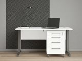 Scrivania lineare bianca e grigia 150x80cm con 3 cassetti - Azzaro