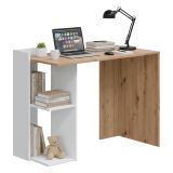 Scrivania lineare bianca e legno 100x52cm con porta pc - Ablibla